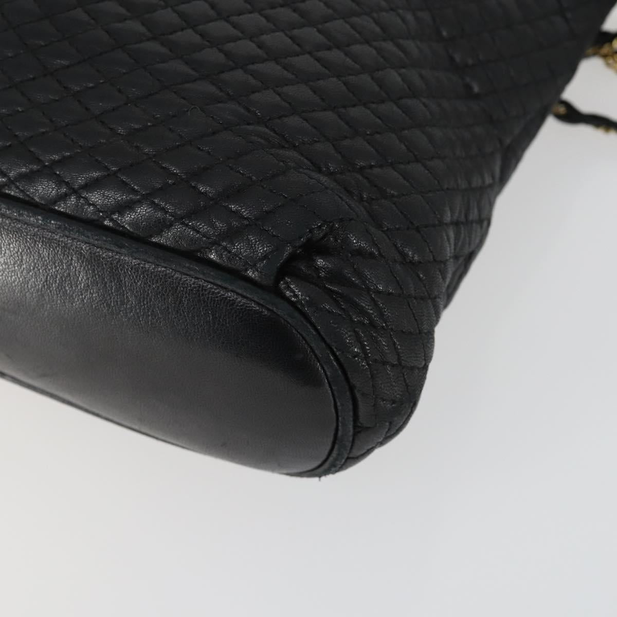 BALLY Chain Shoulder Bag Leather Black Gold Auth BA9958