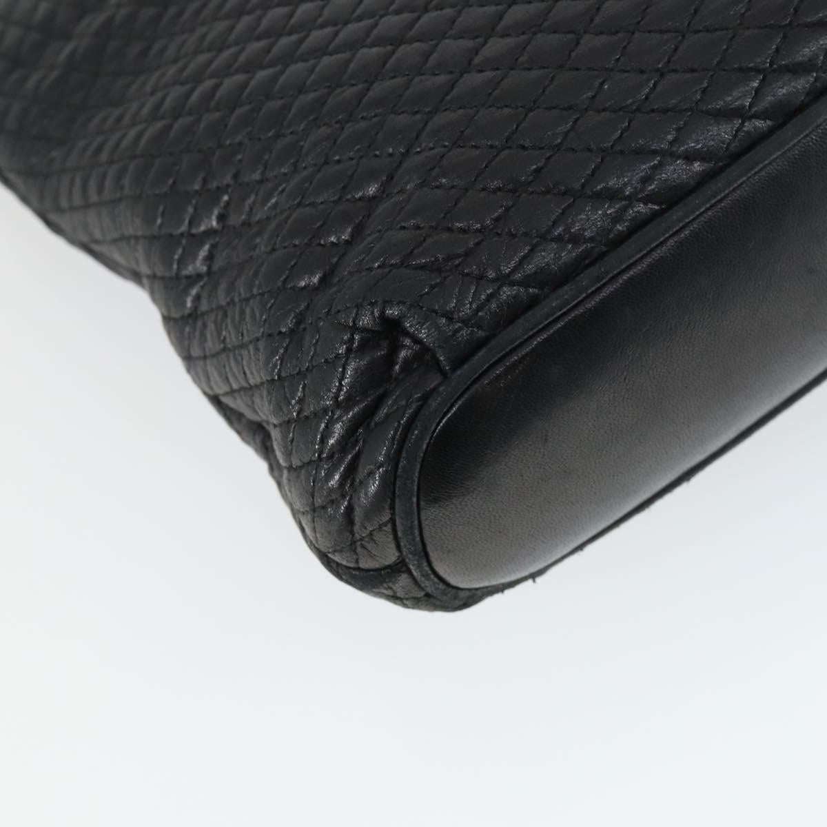 BALLY Chain Shoulder Bag Leather Black Gold Auth BA9958