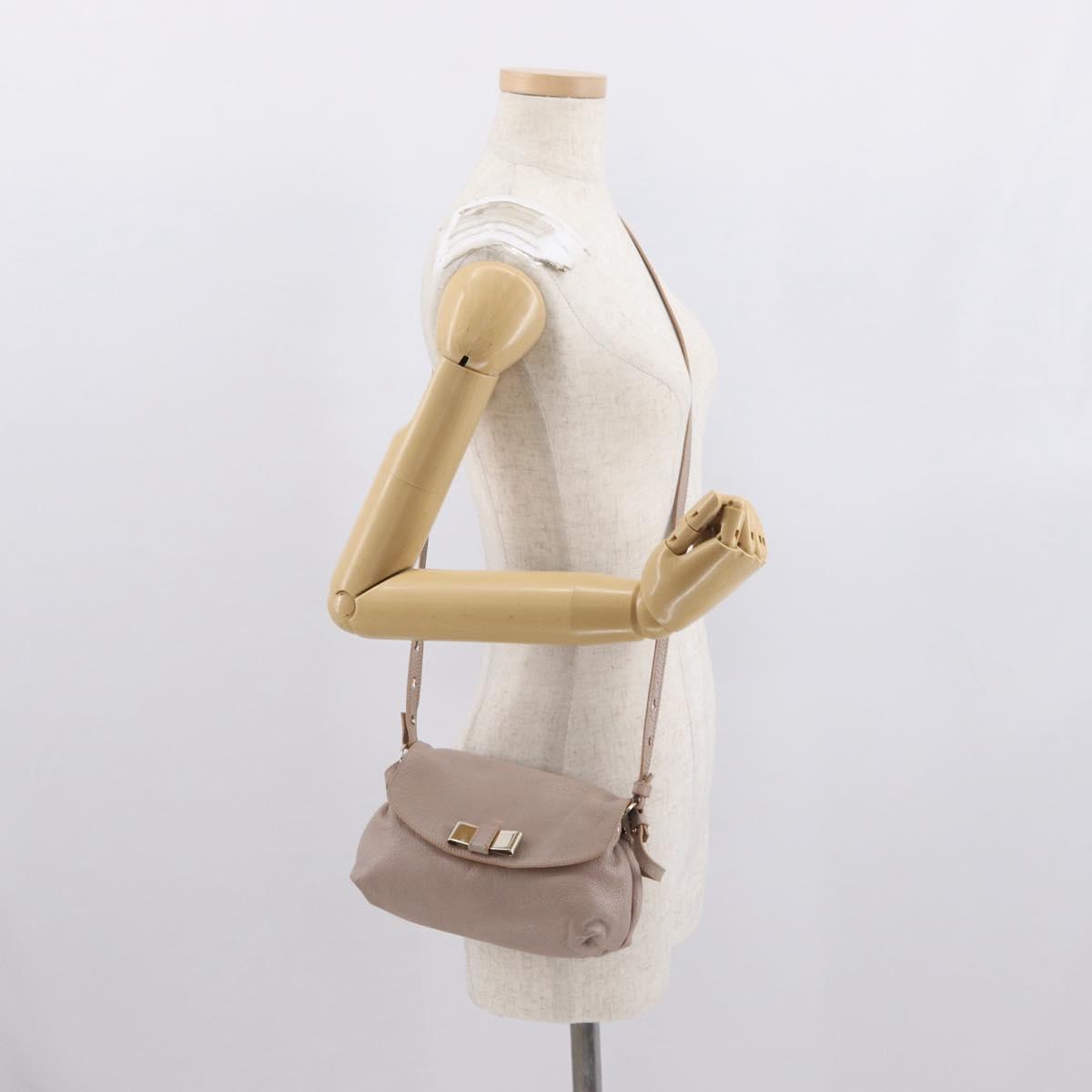 Chloe Hand Bag Leather 2way Beige Gold Auth BA9959