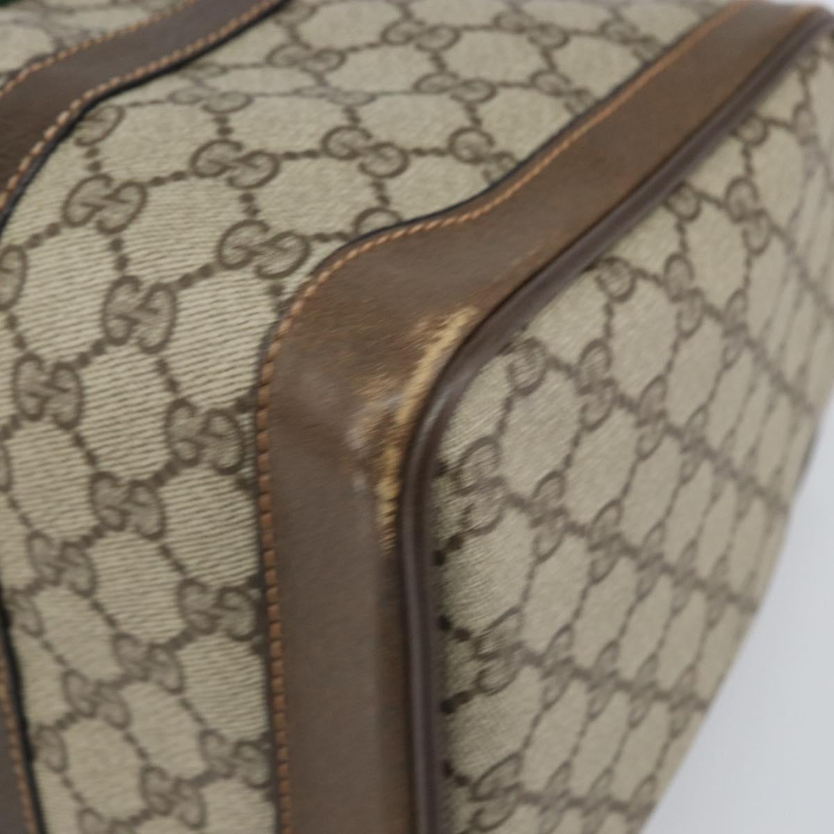 GUCCI GG Supreme Web Sherry Line Boston Bag PVC Beige Gold 39 02 548 Auth BA9961