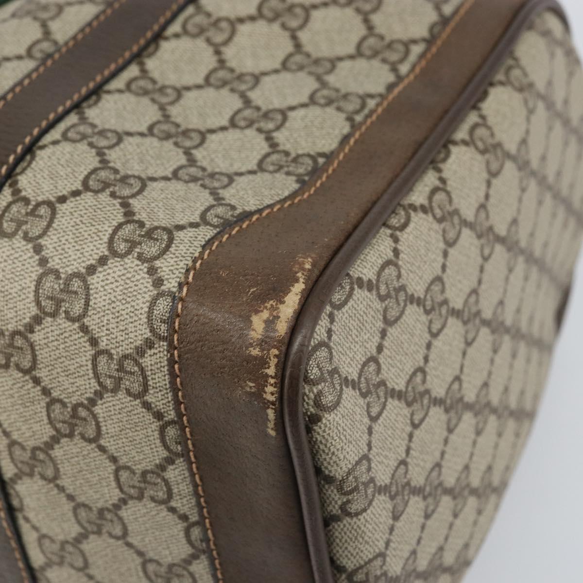 GUCCI GG Supreme Web Sherry Line Boston Bag PVC Beige Gold 39 02 548 Auth BA9961