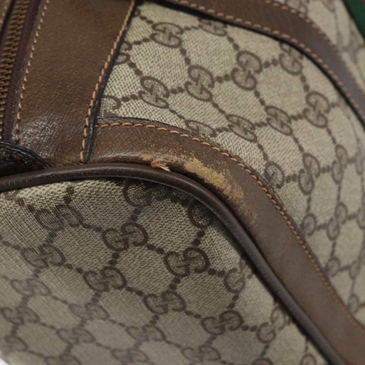 GUCCI GG Supreme Web Sherry Line Boston Bag PVC Beige Gold 39 02 548 Auth BA9961