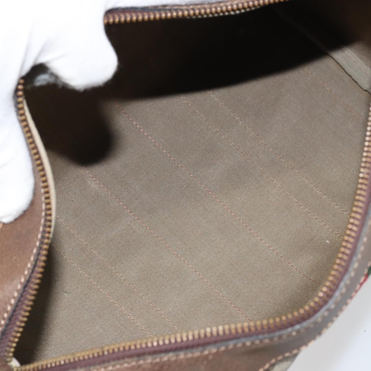 GUCCI GG Supreme Web Sherry Line Boston Bag PVC Beige Gold 39 02 548 Auth BA9961