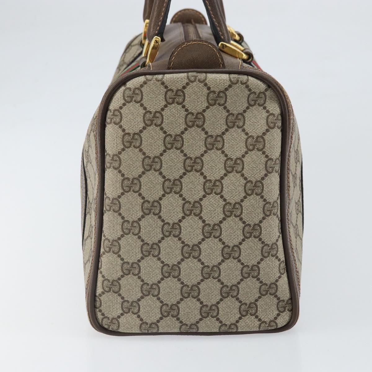 GUCCI GG Supreme Web Sherry Line Boston Bag PVC Beige Gold 39 02 548 Auth BA9961