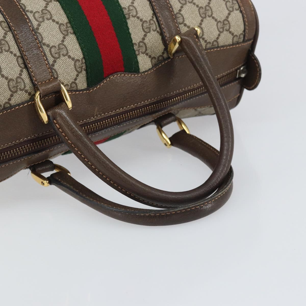 GUCCI GG Supreme Web Sherry Line Boston Bag PVC Beige Gold 39 02 548 Auth BA9961