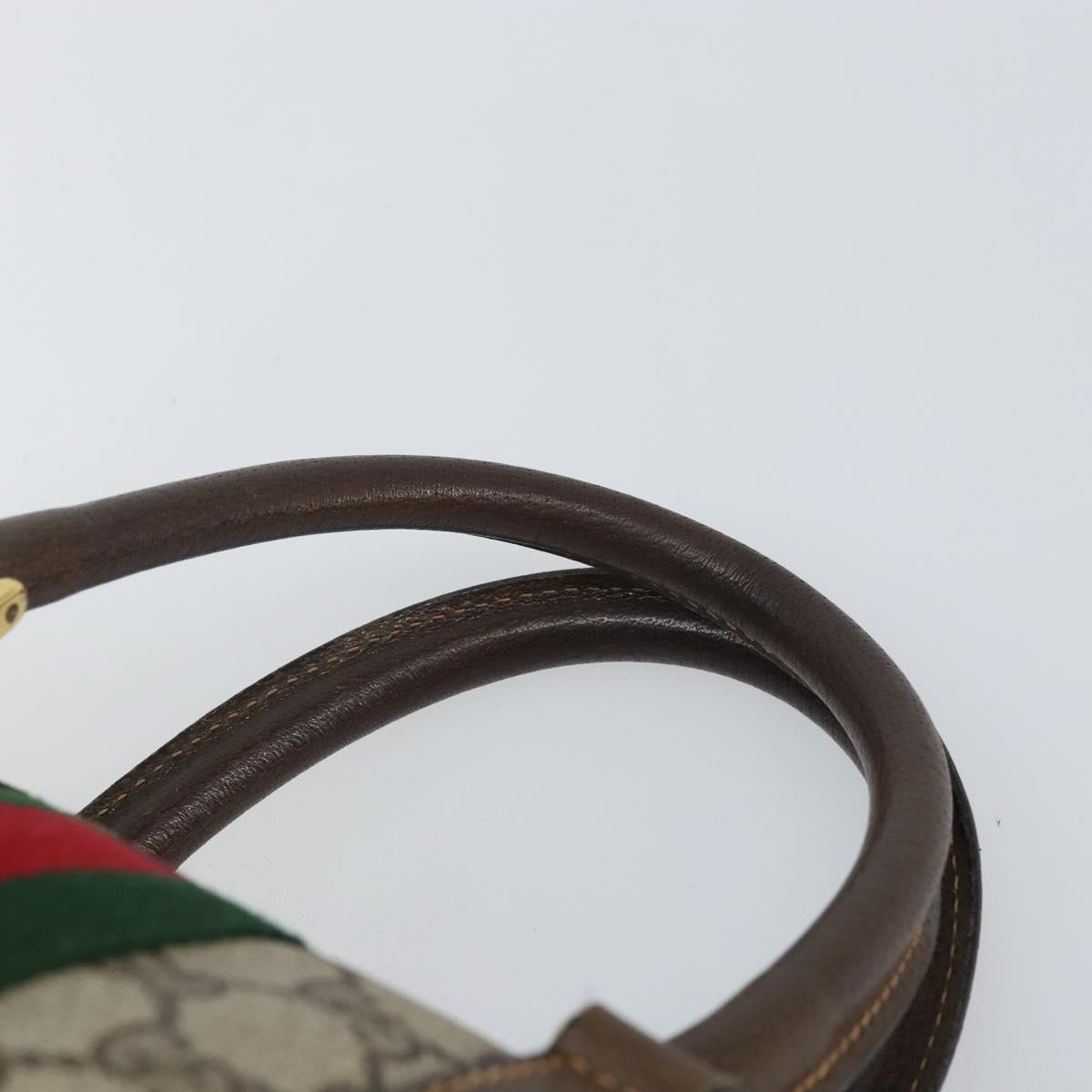 GUCCI GG Supreme Web Sherry Line Boston Bag PVC Beige Gold 39 02 548 Auth BA9961