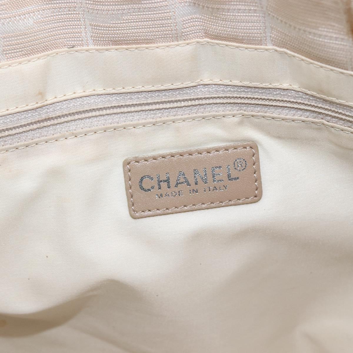 CHANEL New Travel Line Tote Bag Nylon Beige Gold CC Auth BA9963