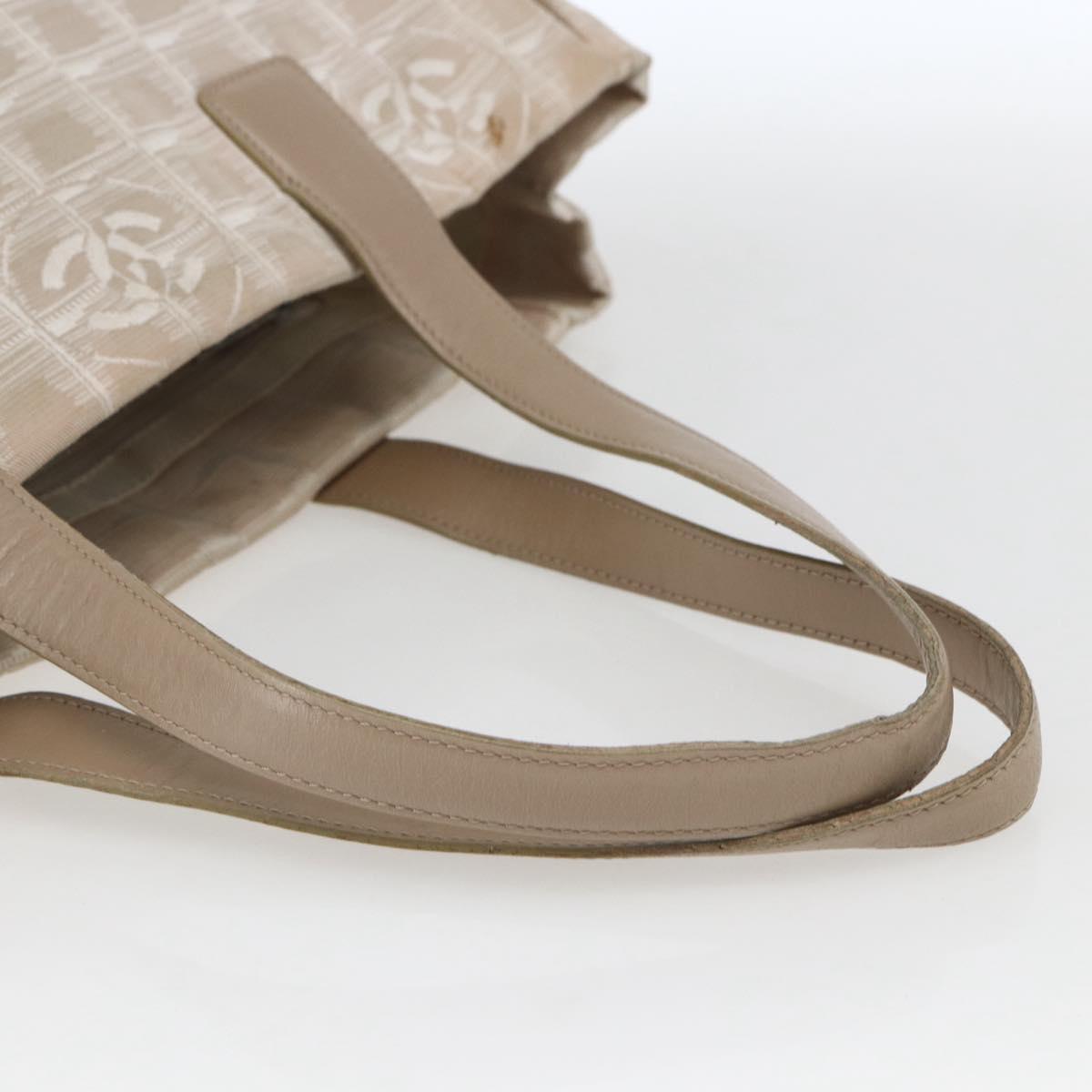 CHANEL New Travel Line Tote Bag Nylon Beige Gold CC Auth BA9963