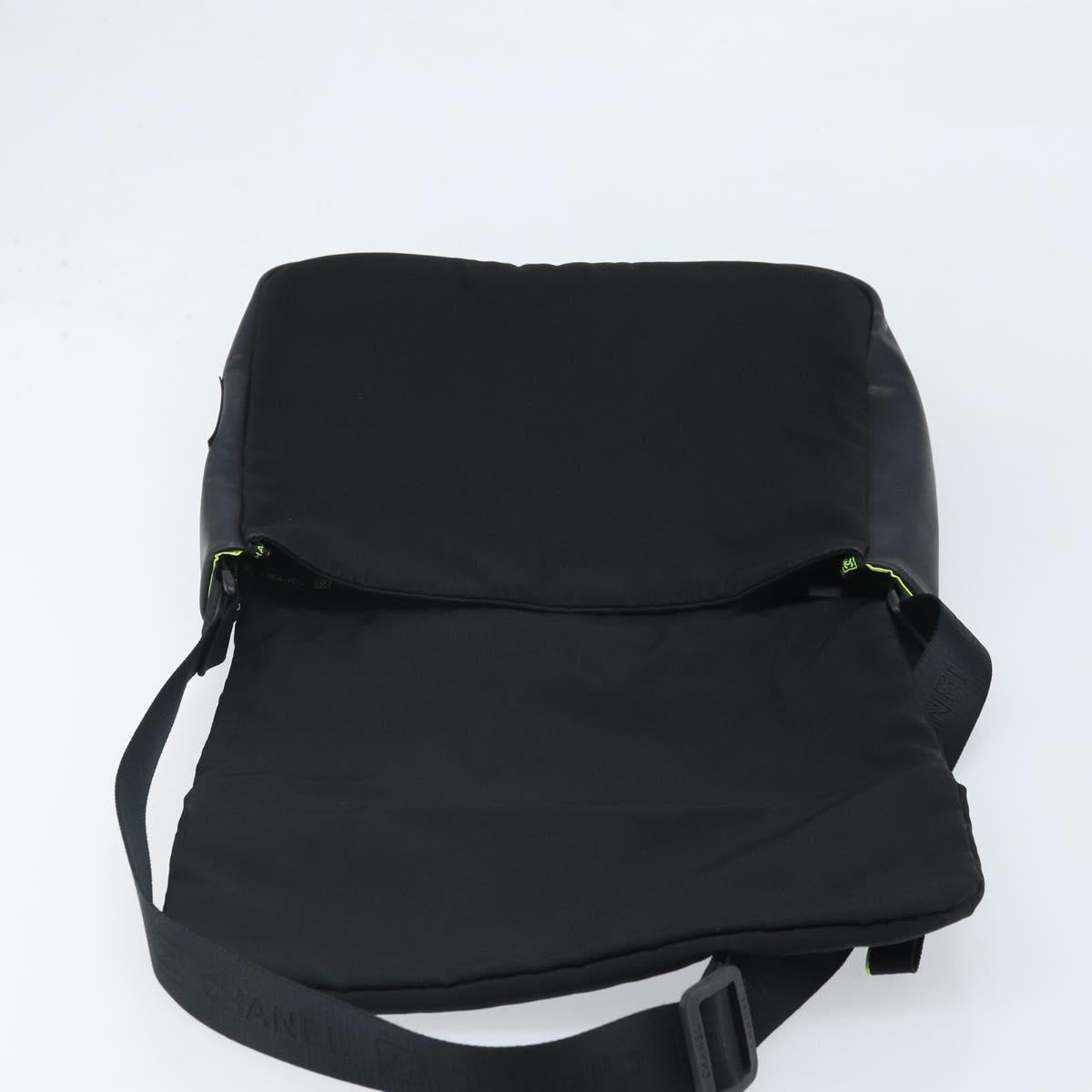 CHANEL Sports Line Shoulder Bag Nylon Black CC Auth BA9965