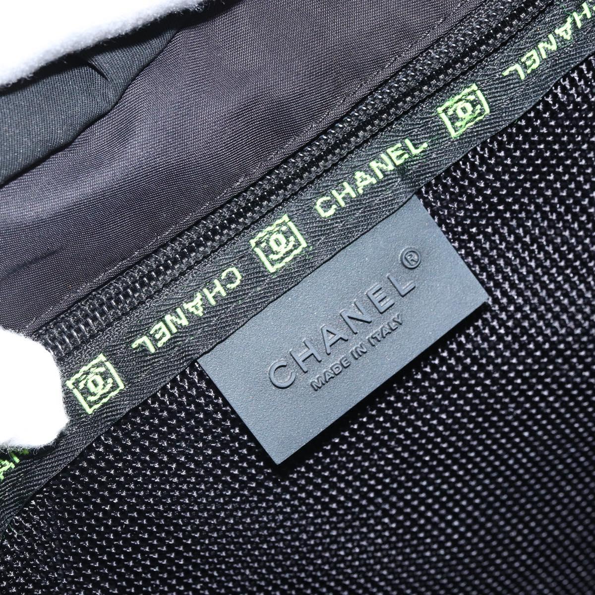 CHANEL Sports Line Shoulder Bag Nylon Black CC Auth BA9965