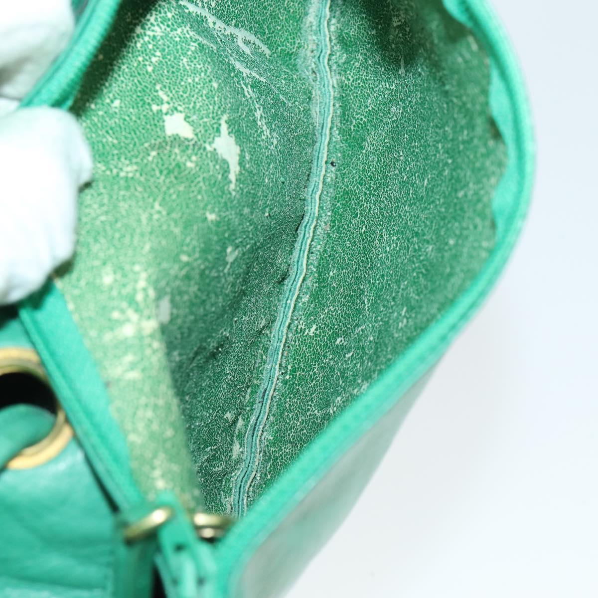 CHANEL Chain Shoulder Bag Lamb Skin Green Gold CC Auth BA9966