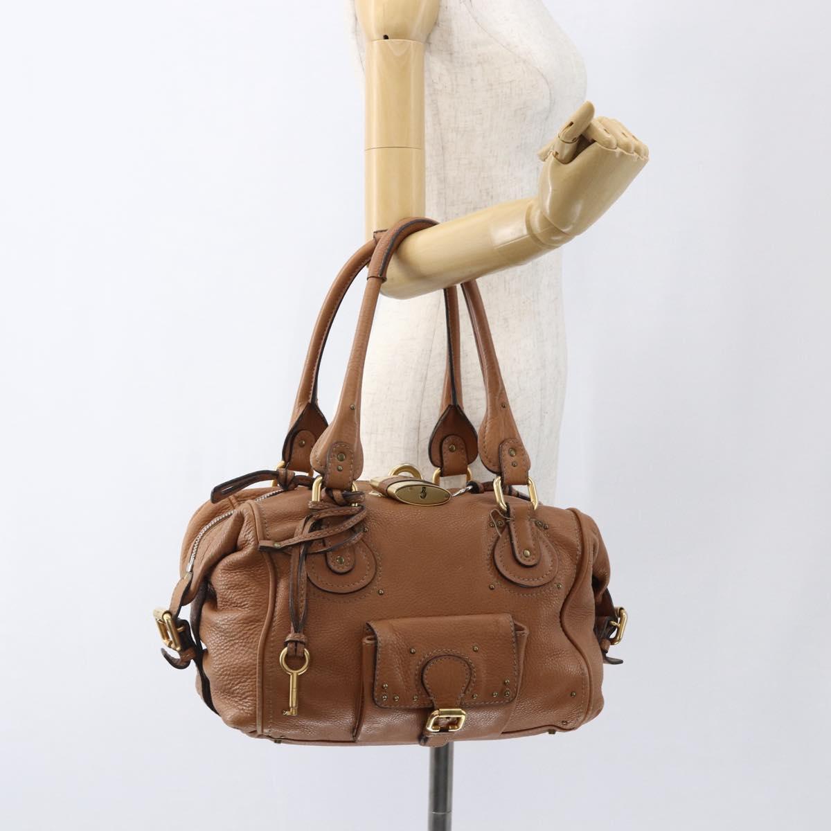 Chloe Paddington Hand Bag Leather Brown Gold Silver Auth BA9967V