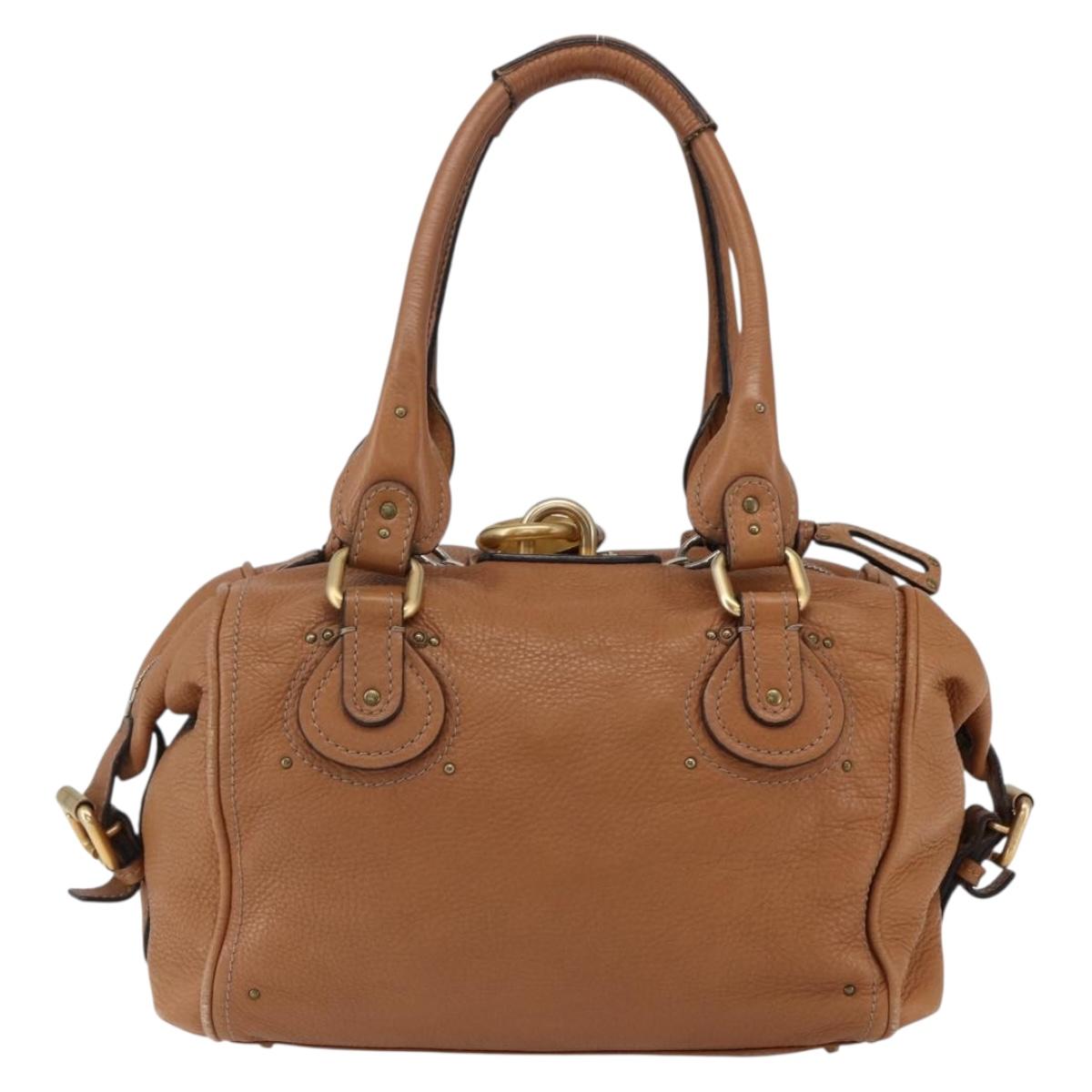 Chloe Paddington Hand Bag Leather Brown Gold Silver Auth BA9967V