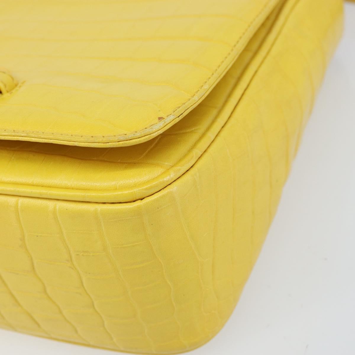 Salvatore Ferragamo Shoulder Bag Leather Yellow Gold Auth BA9970