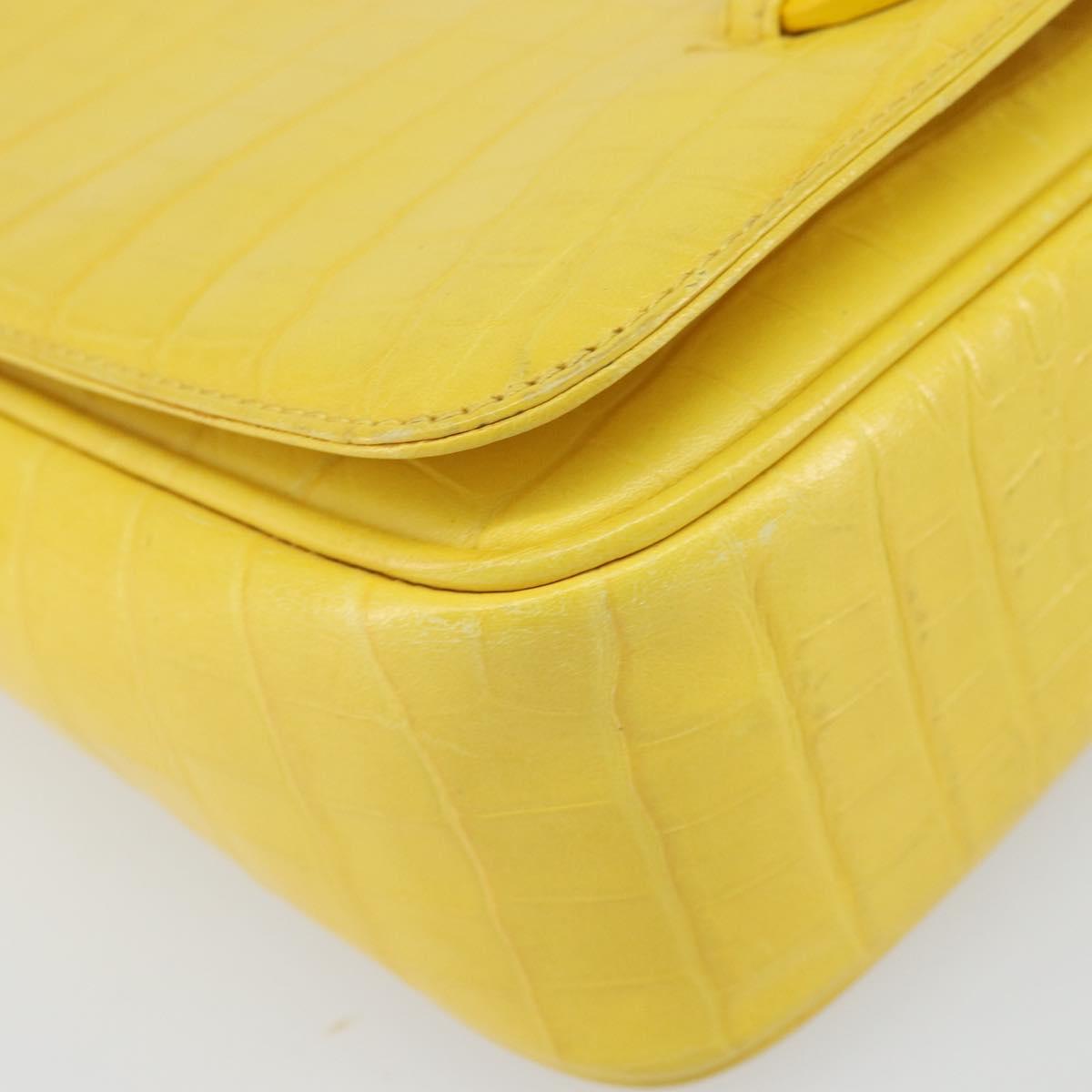 Salvatore Ferragamo Shoulder Bag Leather Yellow Gold Auth BA9970