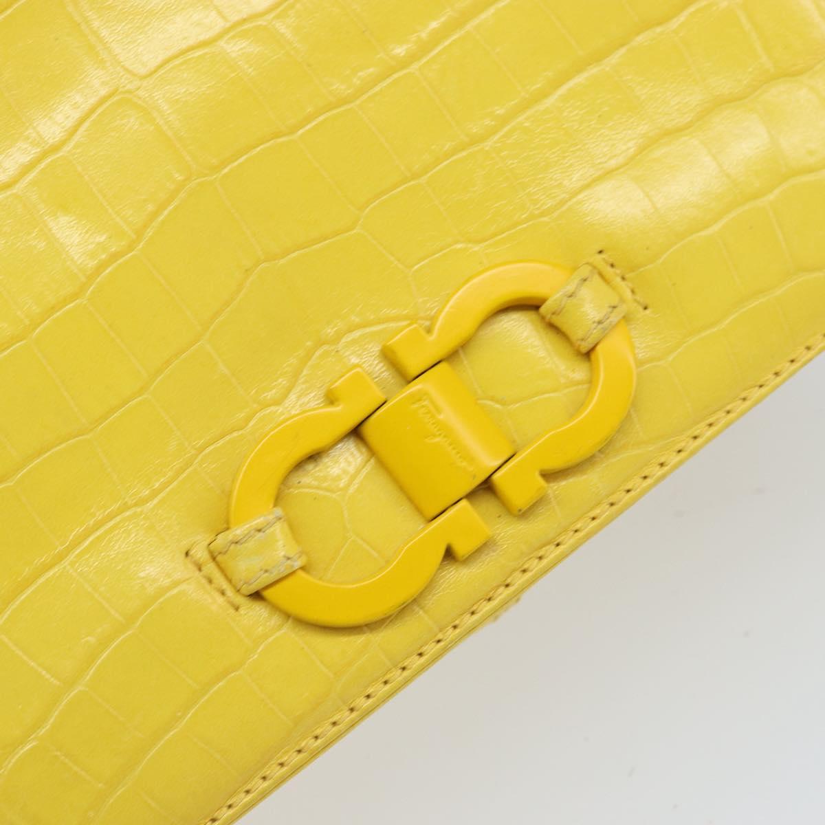 Salvatore Ferragamo Shoulder Bag Leather Yellow Gold Auth BA9970