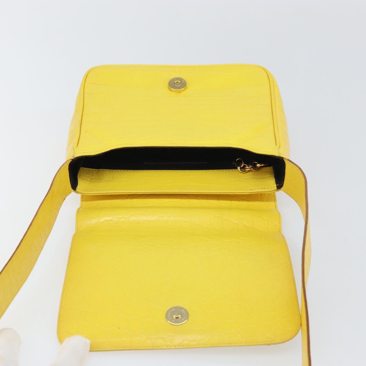 Salvatore Ferragamo Shoulder Bag Leather Yellow Gold Auth BA9970