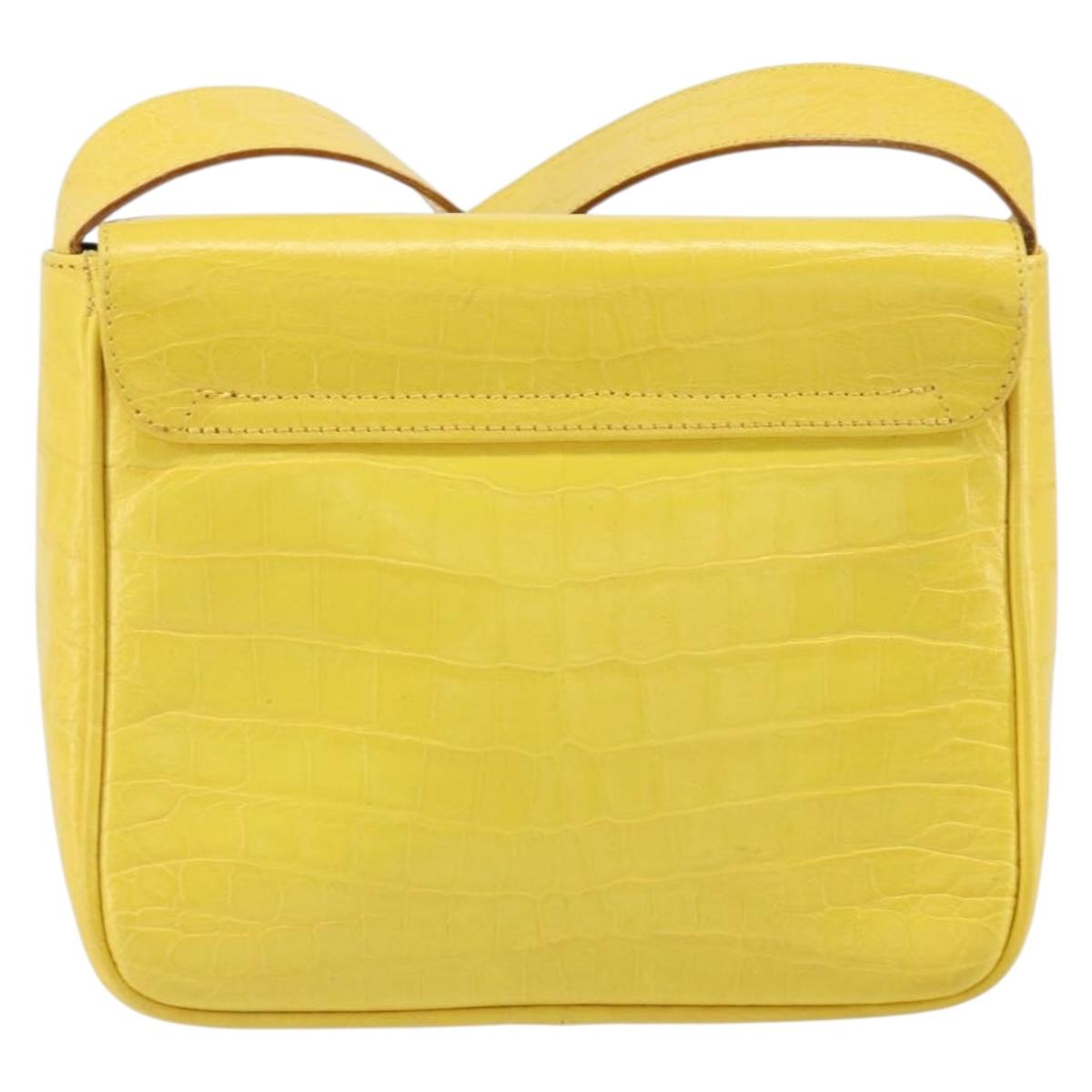 Salvatore Ferragamo Shoulder Bag Leather Yellow Gold Auth BA9970