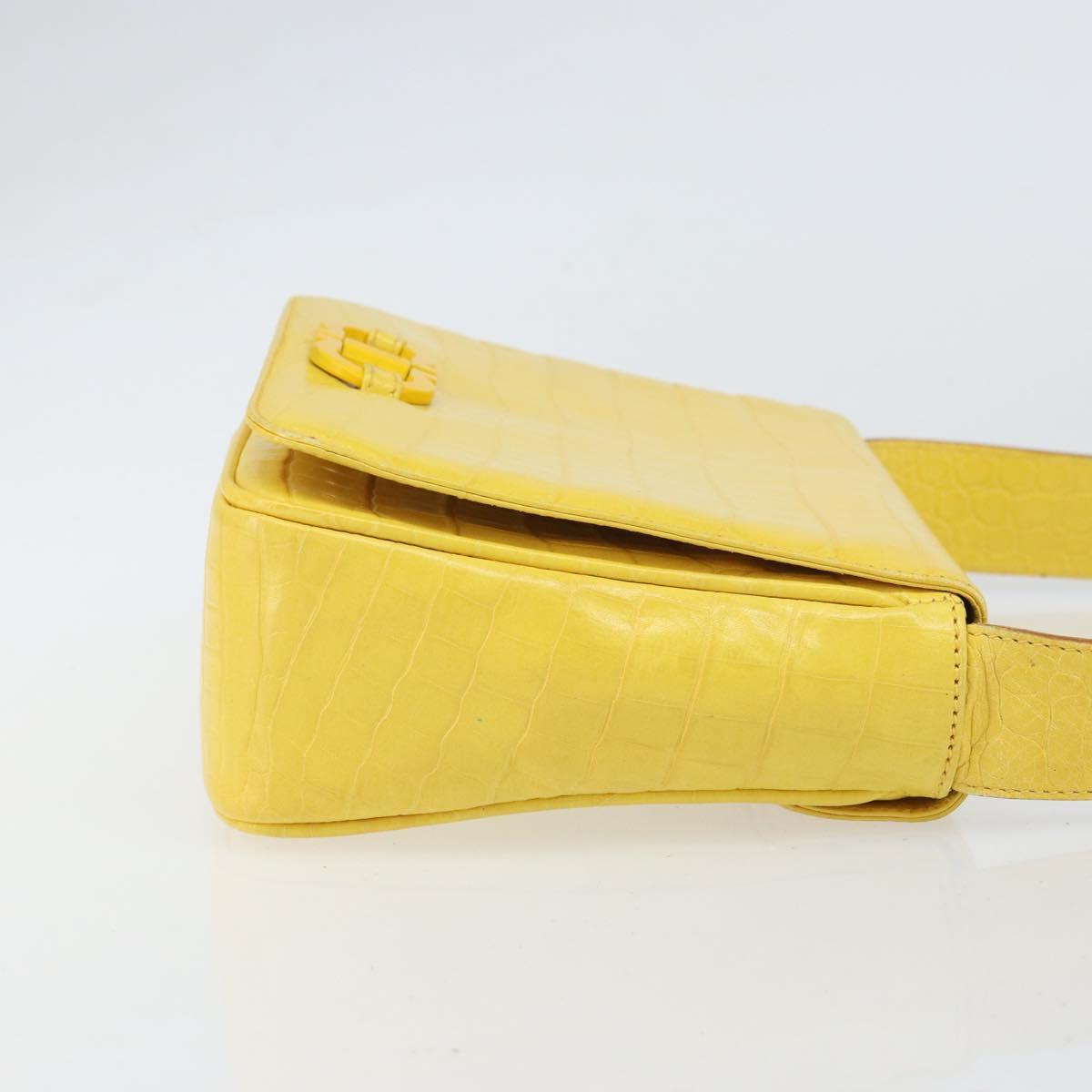 Salvatore Ferragamo Shoulder Bag Leather Yellow Gold Auth BA9970