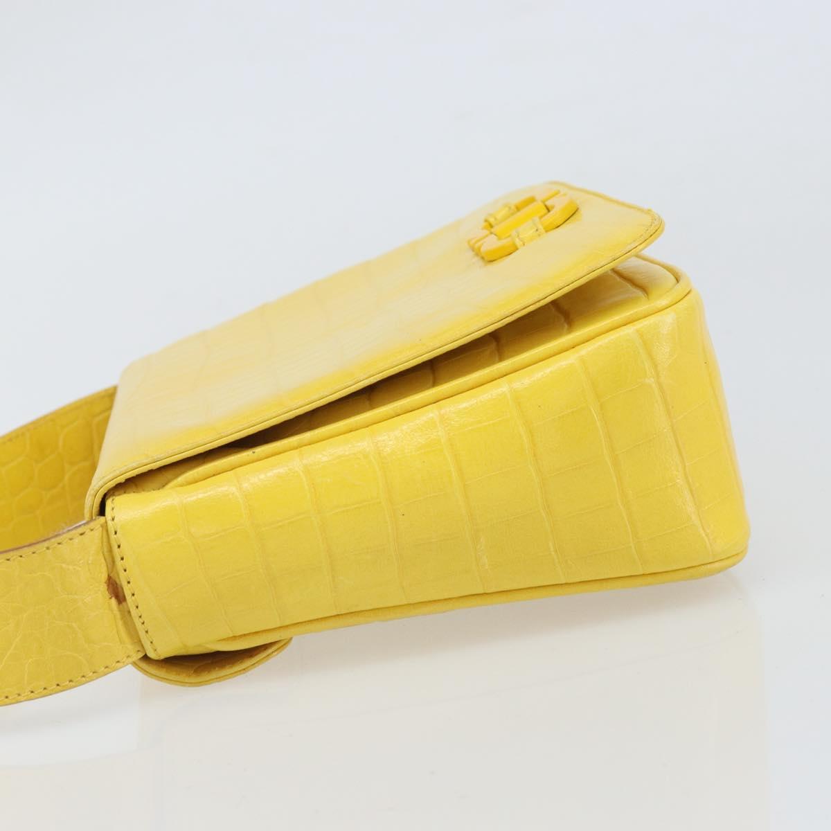 Salvatore Ferragamo Shoulder Bag Leather Yellow Gold Auth BA9970