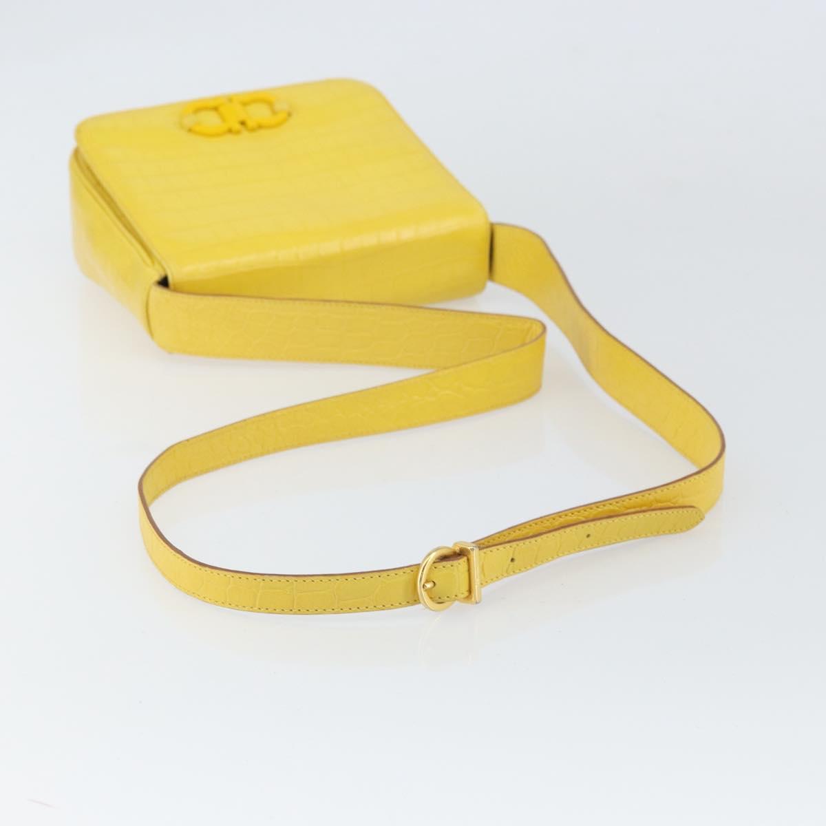 Salvatore Ferragamo Shoulder Bag Leather Yellow Gold Auth BA9970