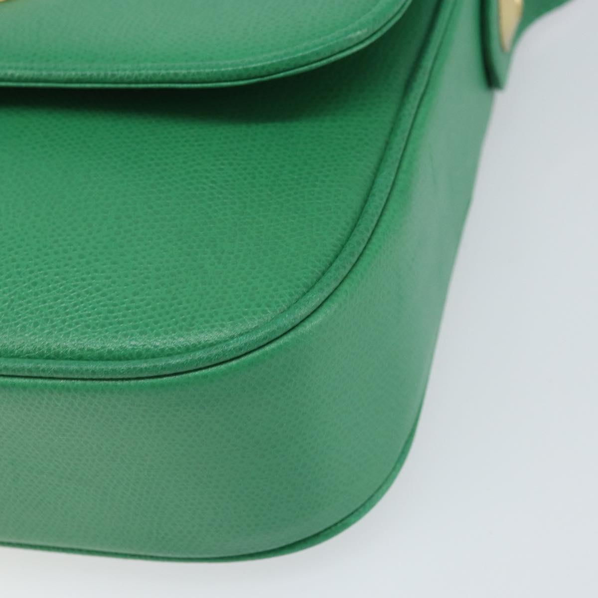 MCM Shoulder Bag Leather Green Gold Auth BA9971