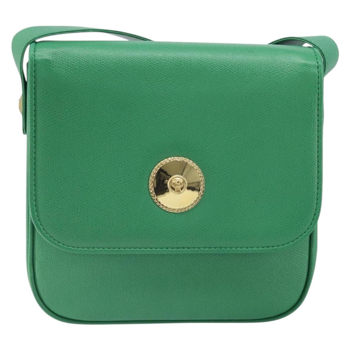MCM Shoulder Bag Leather Green Gold Auth BA9971
