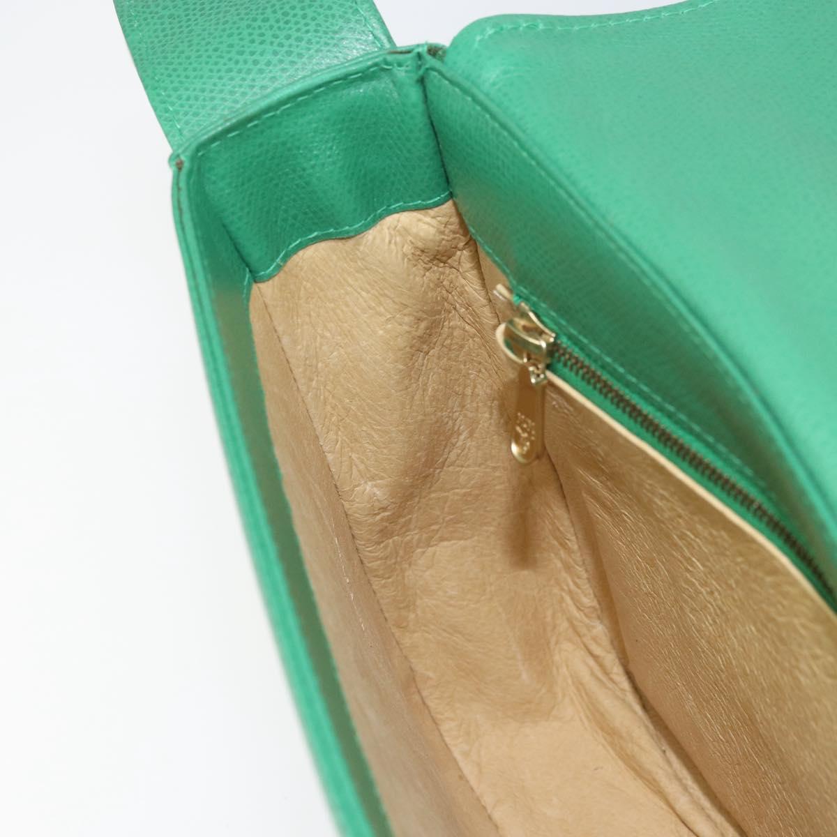 MCM Shoulder Bag Leather Green Gold Auth BA9971