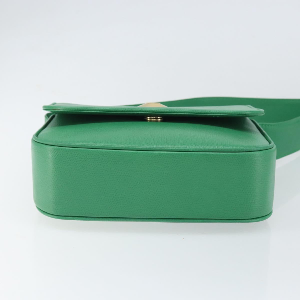 MCM Shoulder Bag Leather Green Gold Auth BA9971