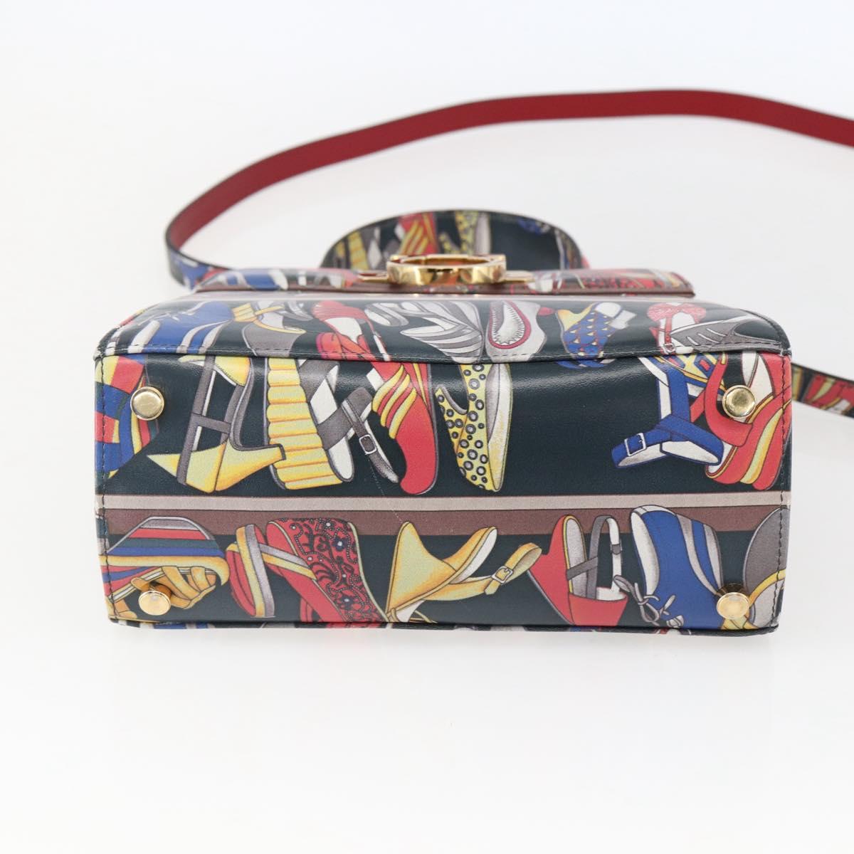 Salvatore Ferragamo Gancini Bag Leather 2way Multicolor Gold Auth BA9972V