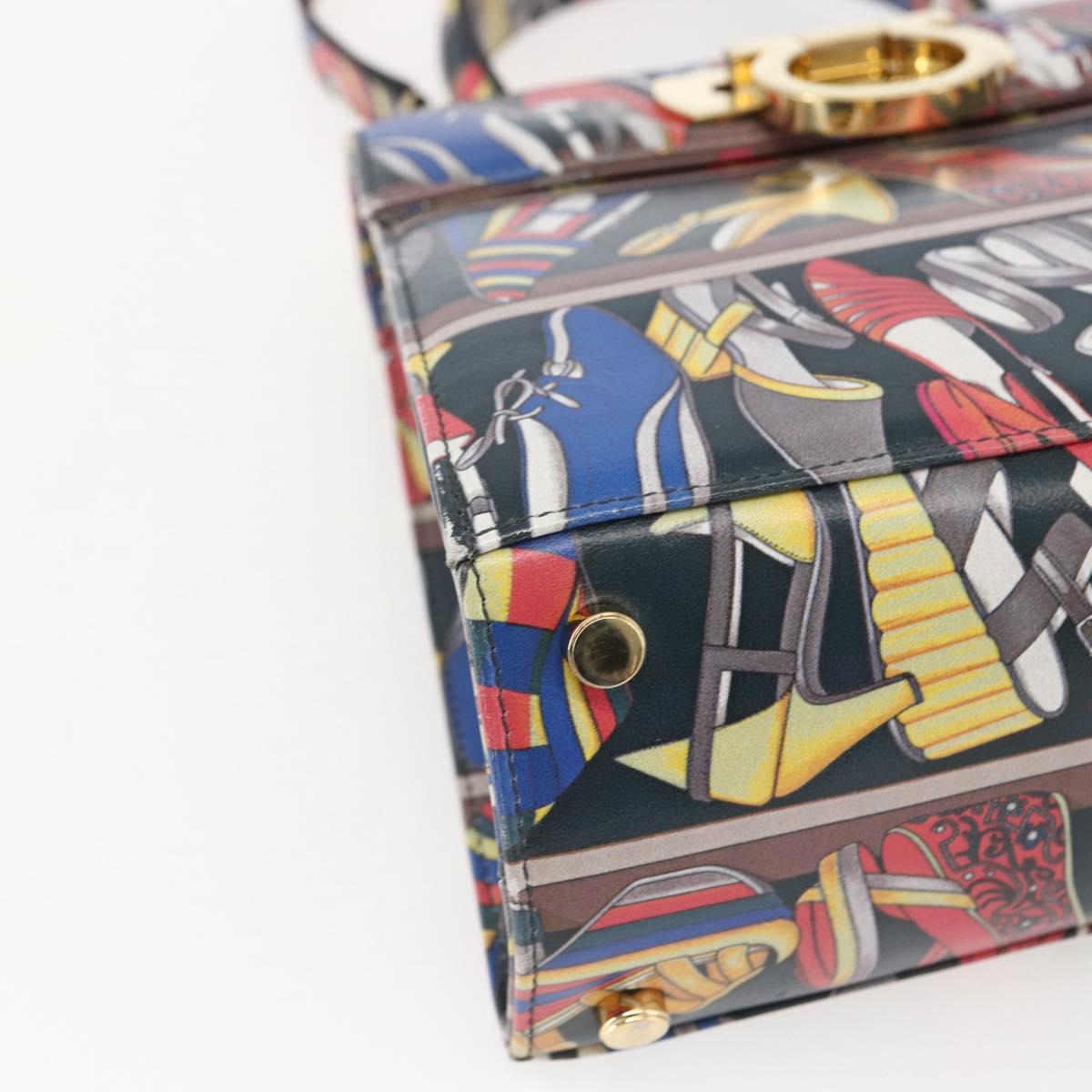 Salvatore Ferragamo Gancini Bag Leather 2way Multicolor Gold Auth BA9972V
