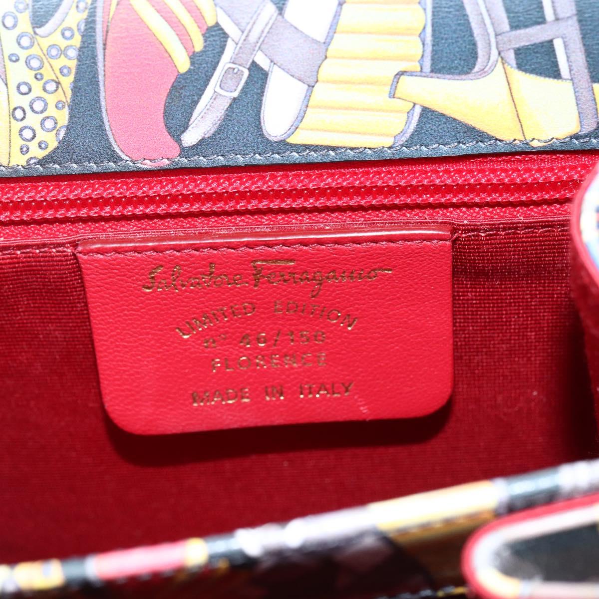 Salvatore Ferragamo Gancini Bag Leather 2way Multicolor Gold Auth BA9972V