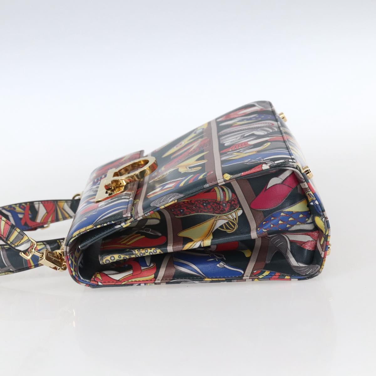 Salvatore Ferragamo Gancini Bag Leather 2way Multicolor Gold Auth BA9972V