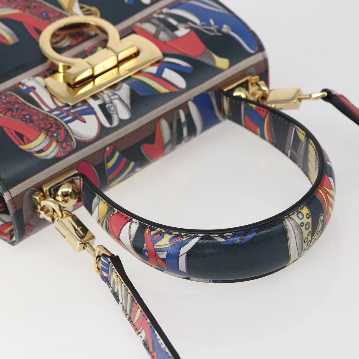 Salvatore Ferragamo Gancini Bag Leather 2way Multicolor Gold Auth BA9972V