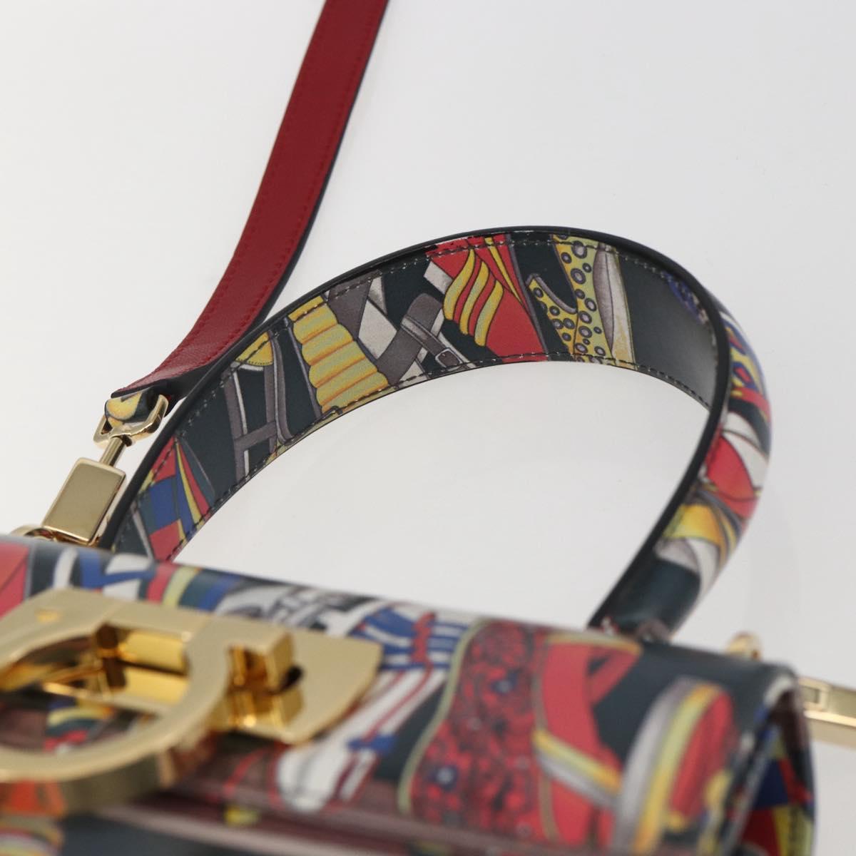 Salvatore Ferragamo Gancini Bag Leather 2way Multicolor Gold Auth BA9972V