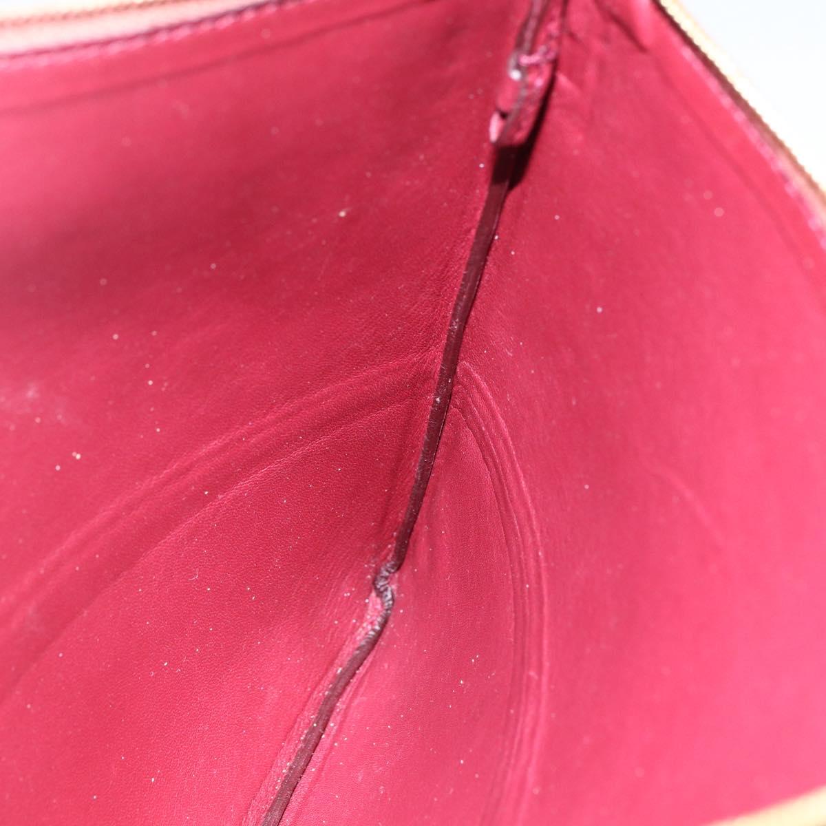 CELINE Pouch Leather Red Gold Auth BA9976