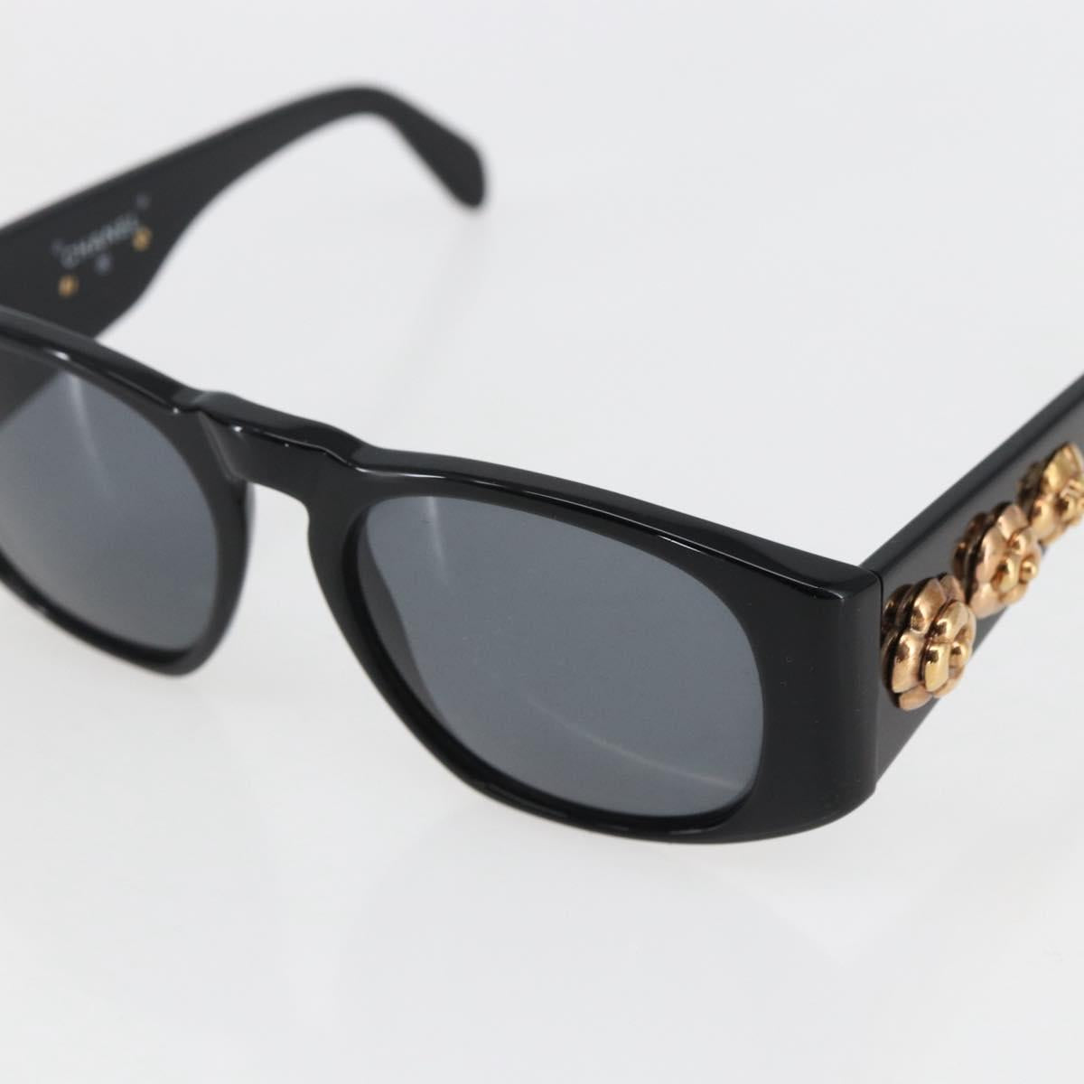 CHANEL Camelia Sunglasses plastic Black CC Auth BA9982