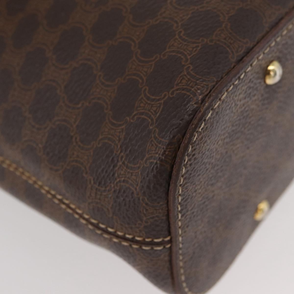 CELINE Macadam Canvas Shoulder Bag PVC Leather Brown Gold Auth BAZ004A