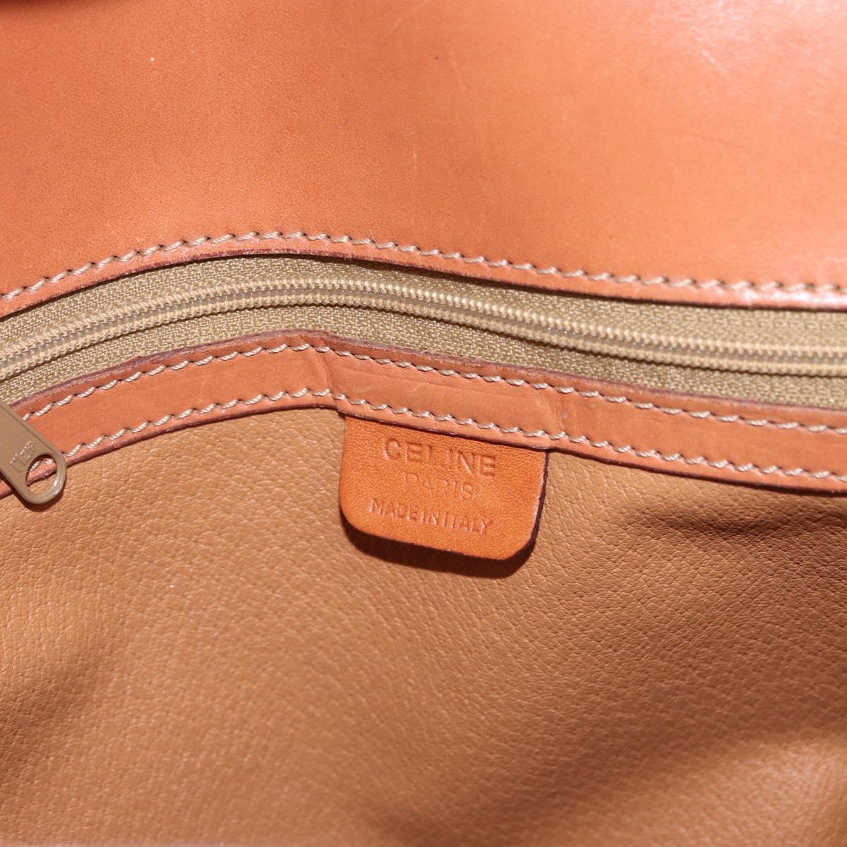 CELINE Macadam Canvas Shoulder Bag PVC Leather Brown Gold Auth BAZ004A
