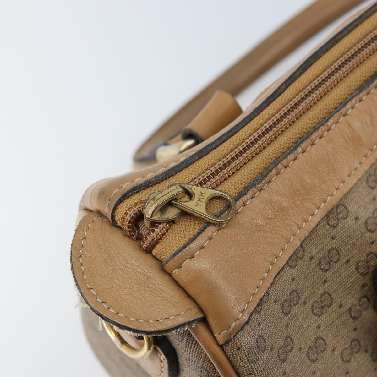 GUCCI Micro GG Supreme Hand Bag PVC Beige Gold Auth BAZ005A