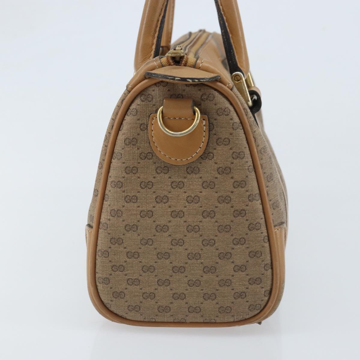 GUCCI Micro GG Supreme Hand Bag PVC Beige Gold Auth BAZ005A