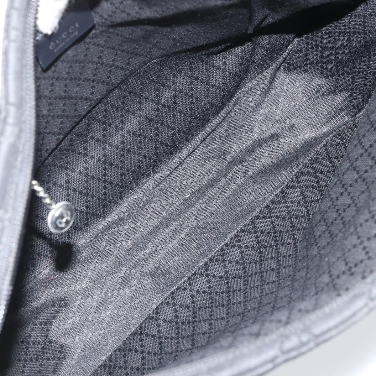 GUCCI GG Canvas Hand Bag Black Silver 000 0815 Auth BAZ008A