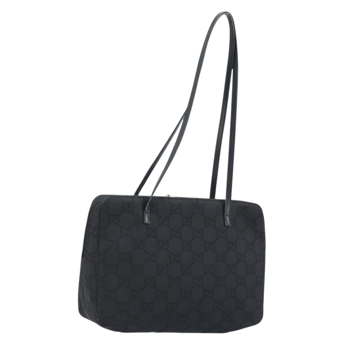 GUCCI GG Canvas Hand Bag Black Silver 000 0815 Auth BAZ008A
