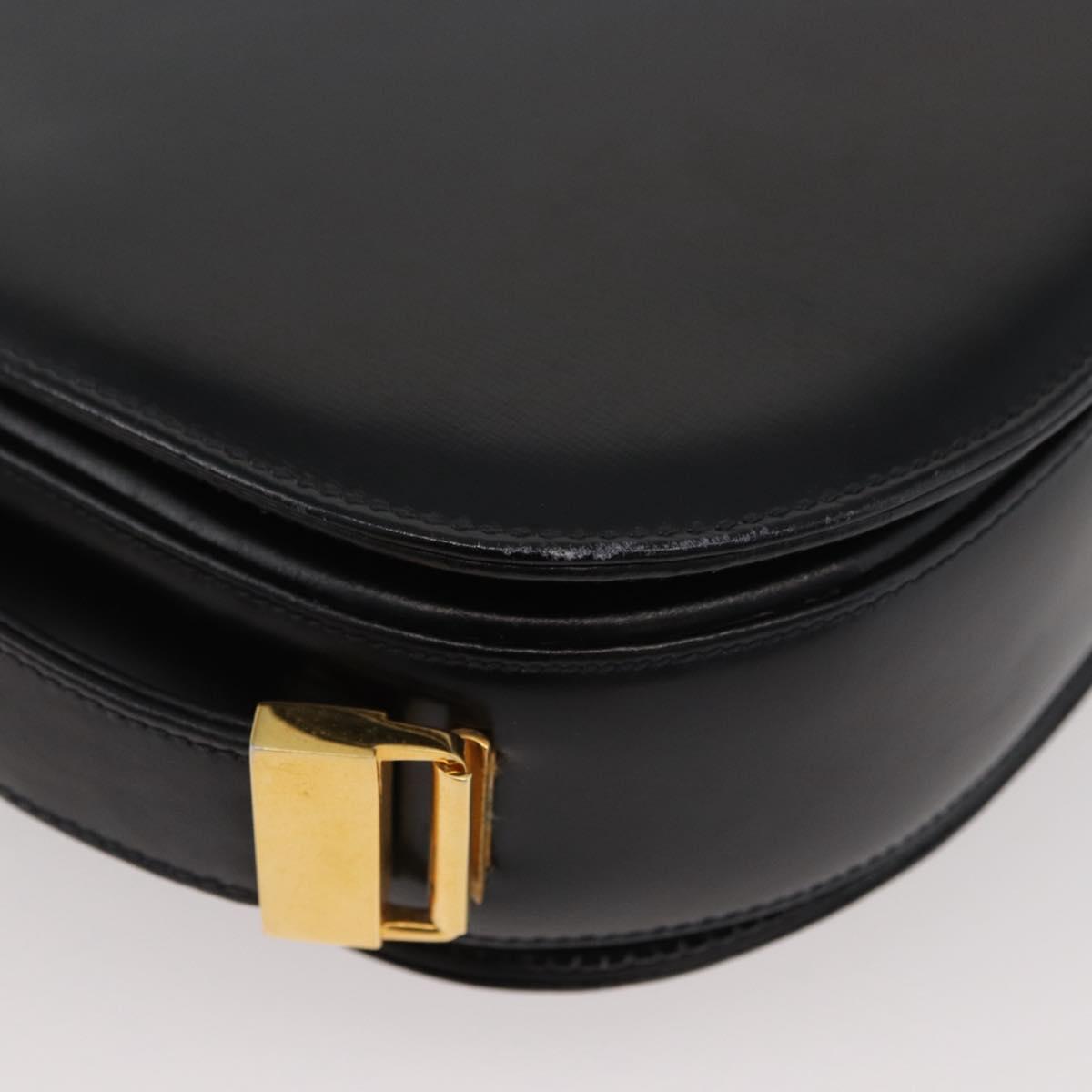 GUCCI Hand Bag Leather Black Gold Auth BAZ009