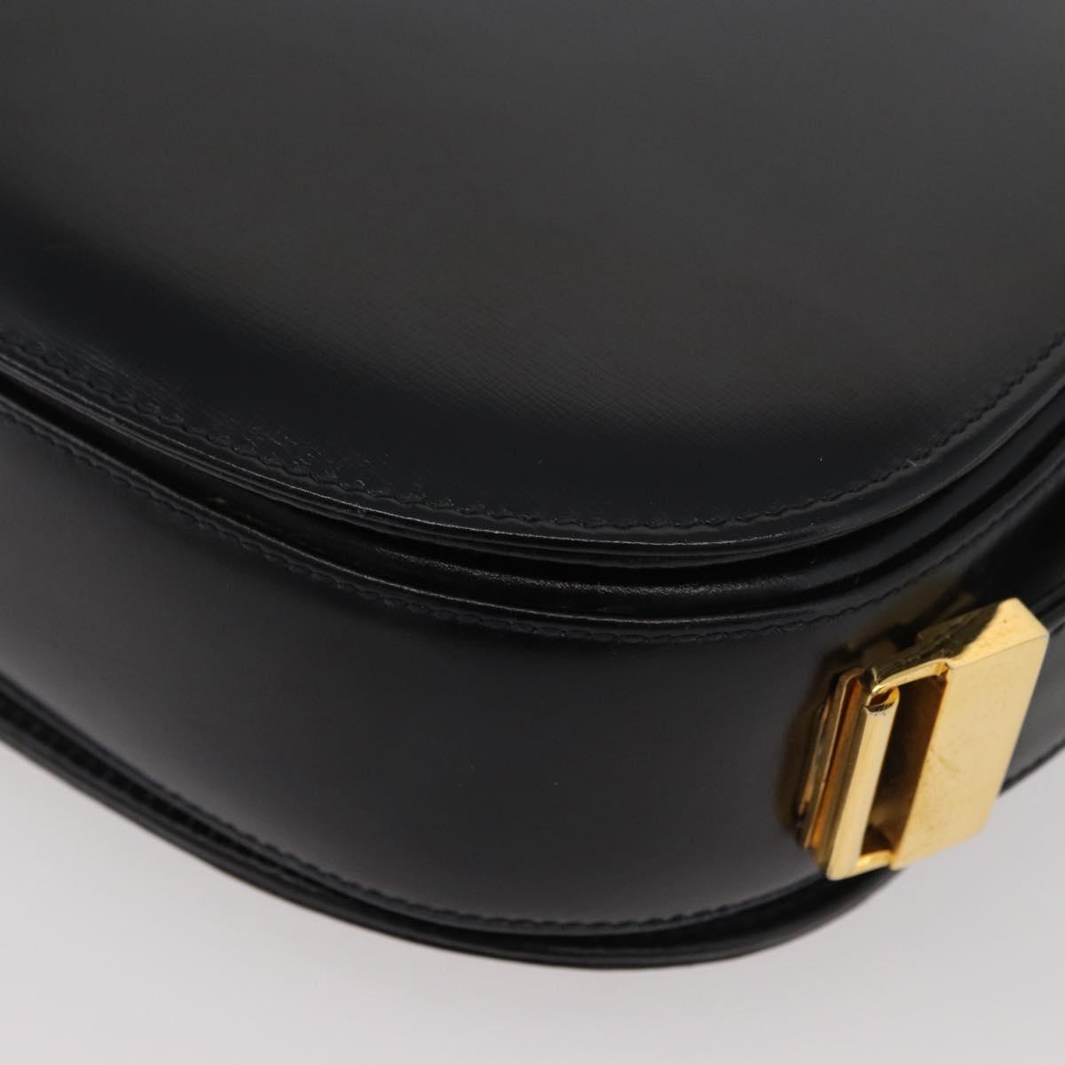 GUCCI Hand Bag Leather Black Gold Auth BAZ009