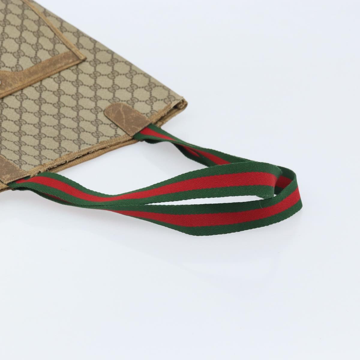 GUCCI GG Supreme Web Sherry Line Tote Bag PVC Beige 39 02 003 Auth BAZ015