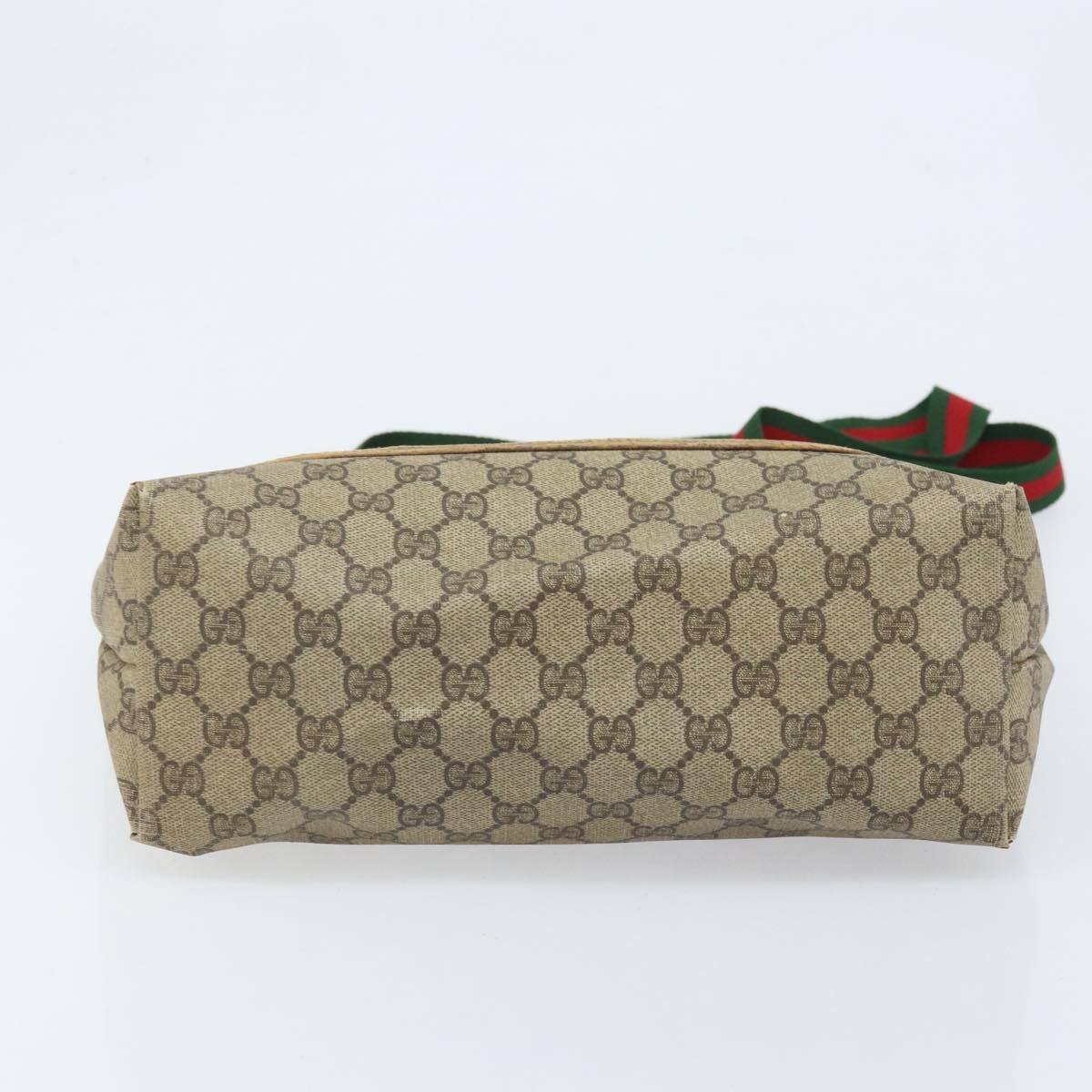 GUCCI GG Supreme Web Sherry Line Tote Bag PVC Beige 39 02 003 Auth BAZ015