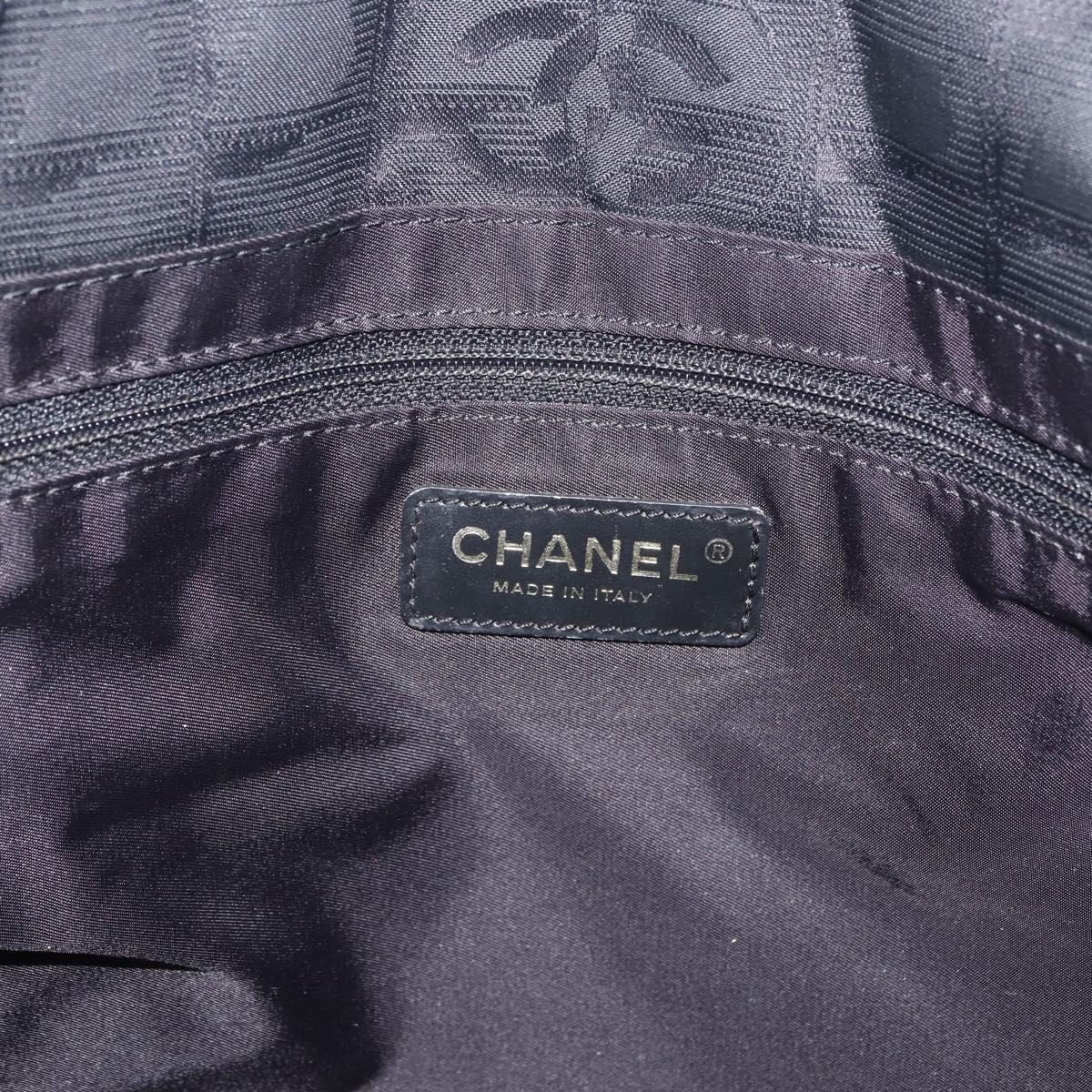 CHANEL New Travel Line Tote Bag Nylon Black Gold CC Auth BAZ019A