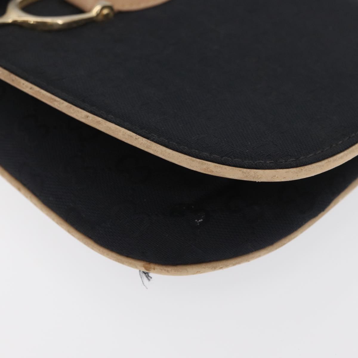 GUCCI GG Canvas Shoulder Bag Black Gold Auth BAZ042