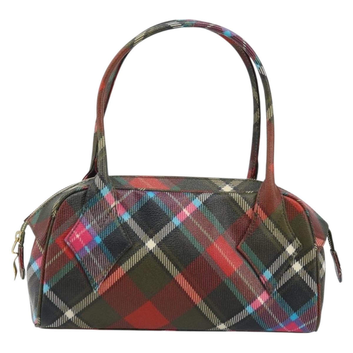 Vivienne Westwood Hand Bag PVC Canvas Red Gold Auth BAZ043A